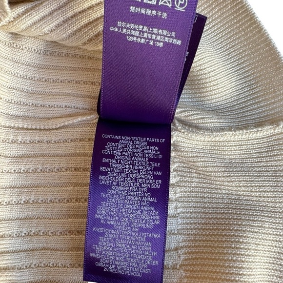 Ralph Lauren Purple Label Sweater Blouse Women's SZ.
L Cream Wool Silk Ribbed - Picture 14 of 16